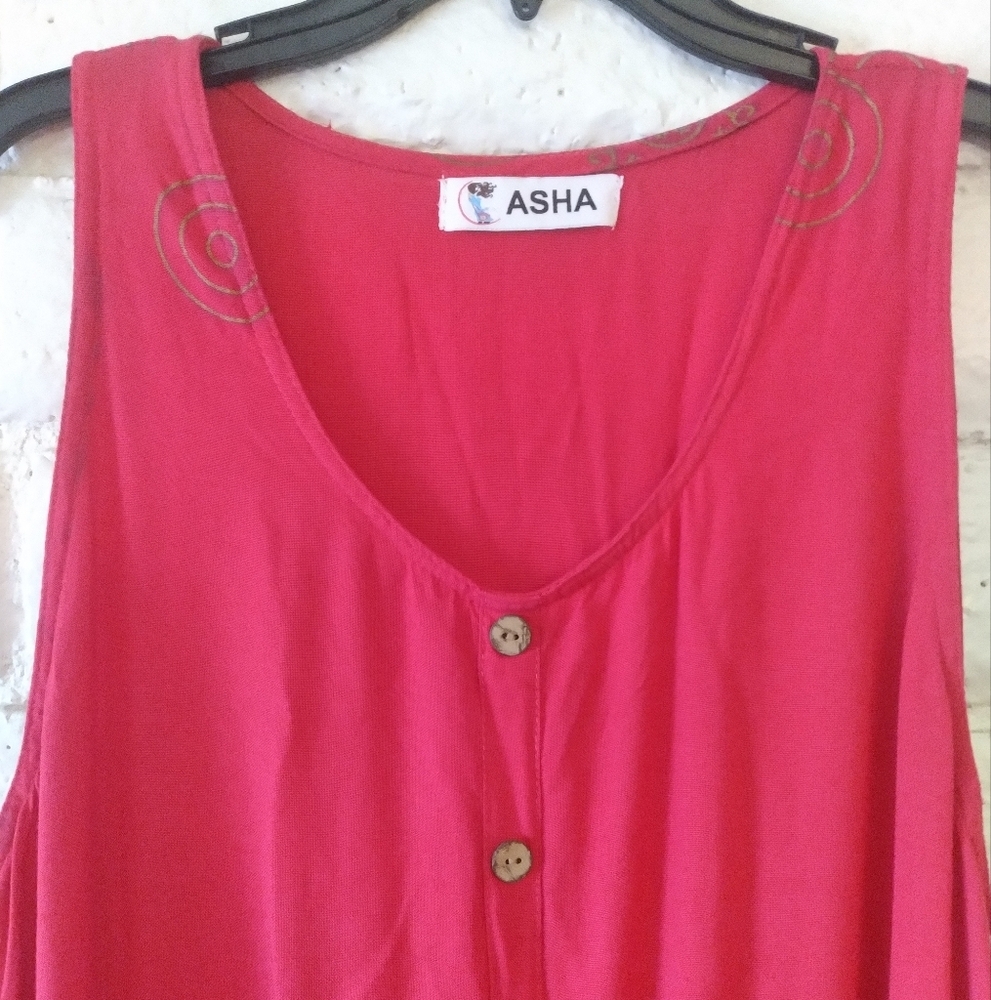 NWOT Asha Fuchsia Sleeveless Fringe Trapeze Dress With Pockets - Picture 5 of 12